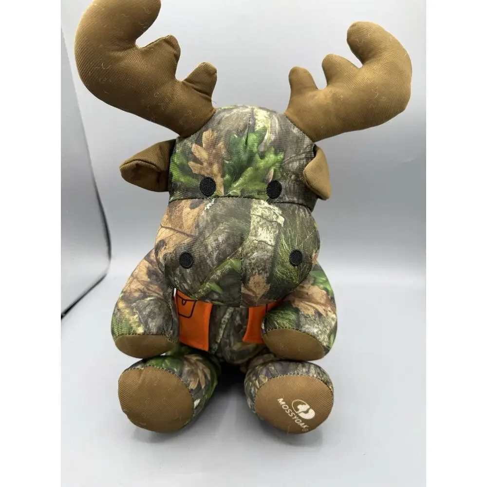 Mossy Oak Camo Moose Plush Stuffed Animal Orange Vest Hunting Toy